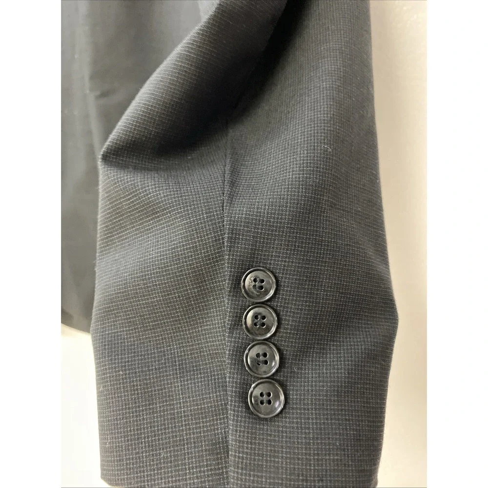 Men's Suit Jacket Jones NY Size 40 Blazer‎ Black 100% Wool Formal